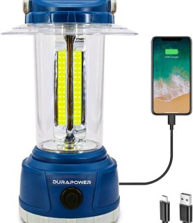 Durapower LED Camping Lantern Rechargeable, Bright 5000 Lumen, 5 Modes, 6000 mAh Power Bank, IP44 Waterproof Lantern for Hurricane, Emergency, Power Outages, Home