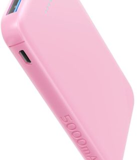 VANYUST S22 Portable Charger, Power Bank, 5000mAh External Battery Pack Compatible with iPhone 15/14/13/12/11/X All Series and Android Phone, Pink